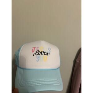 New “Jesus loves you” ice blue hat